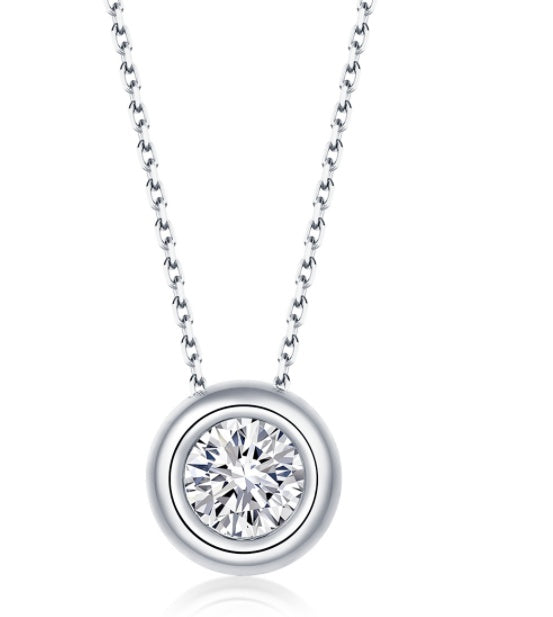 Sterling Silver Moissanite Jewelry Set – Round-Cut S925 Necklace & Earrings