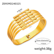 Gold-Plated Geometric Bracelet – Titanium Steel Diamond-Inspired Fashion Jewelry