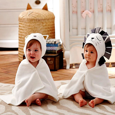 Baby Animal Bath Towel & Plush Toy – Lion & Cat Doll Set for Kids' Room or Bedtime