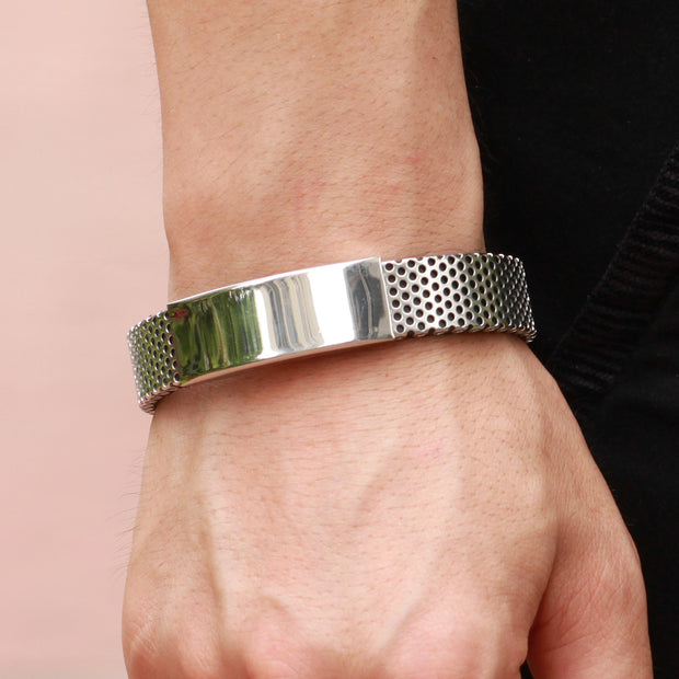 Men’s Leather Bracelet – Titanium Steel Clasp Cuff for Casual & Formal Wear