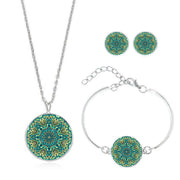 Mandala Flower Gemstone Necklace