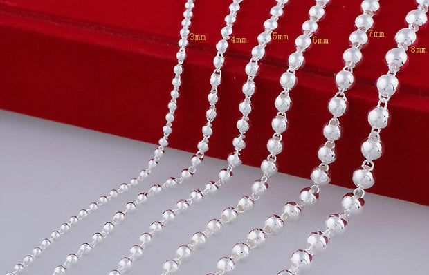 Silver Beaded Necklace – Minimalist Round Bead Chain for Women & Men
