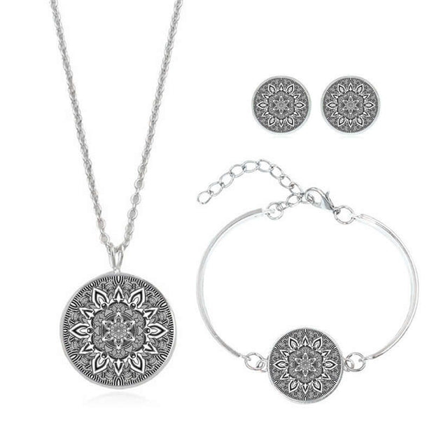 Mandala Flower Gemstone Necklace