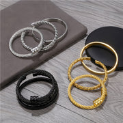 Punk Roman Bracelet Set – Titanium Steel Fashion Jewelry with Bold Personality