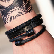 Punk Roman Bracelet Set – Titanium Steel Fashion Jewelry with Bold Personality
