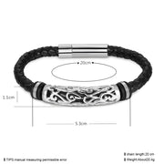 Punk Leather Bracelet – Stainless Steel Clasp Cuff for Men & Women