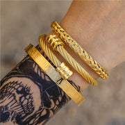 Punk Roman Bracelet Set – Titanium Steel Fashion Jewelry with Bold Personality