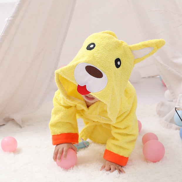 Hooded Baby Bathrobe – Cotton Animal Towel Wrap for Infants & Toddlers