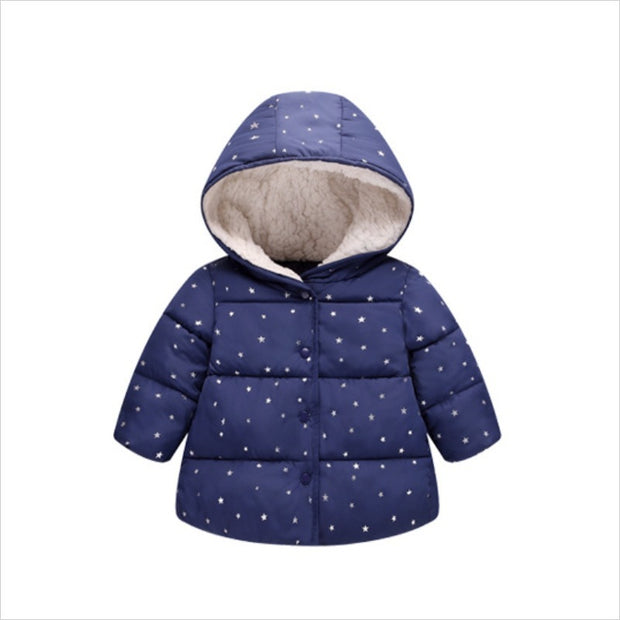 Baby Cotton Jacket – Star Print Hooded Coat for Boys & Girls