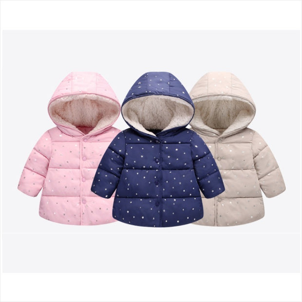 Baby Cotton Jacket – Star Print Hooded Coat for Boys & Girls