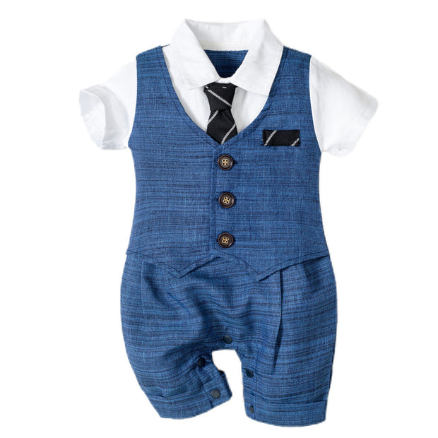 Baby Boy Gentleman Jumpsuit – Summer Formal Romper Outfit for Newborns & Toddlers
