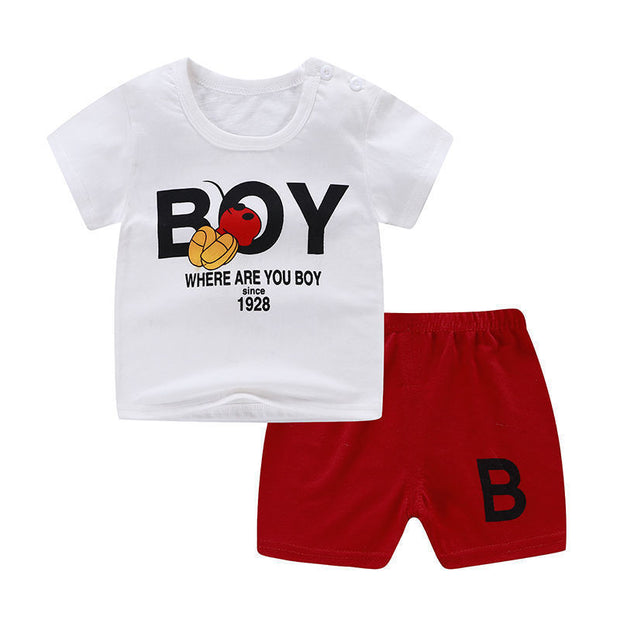 2-Piece Baby Summer Outfit – Cotton T-Shirt & Shorts Set for Boys or Girls
