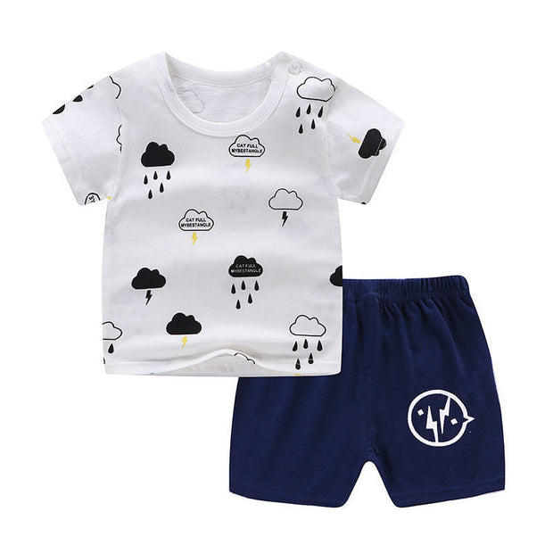 2-Piece Baby Summer Outfit – Cotton T-Shirt & Shorts Set for Boys or Girls