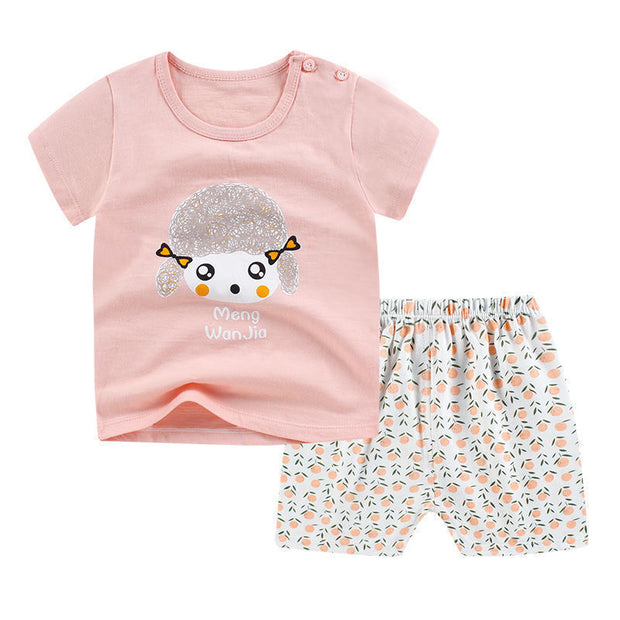 2-Piece Baby Summer Outfit – Cotton T-Shirt & Shorts Set for Boys or Girls