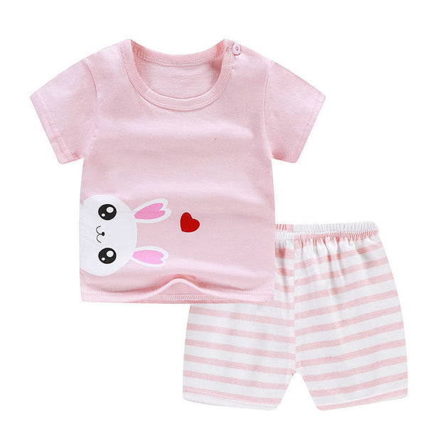2-Piece Baby Summer Outfit – Cotton T-Shirt & Shorts Set for Boys or Girls