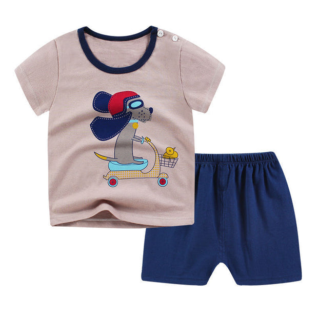 2-Piece Baby Summer Outfit – Cotton T-Shirt & Shorts Set for Boys or Girls