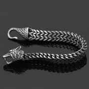 Men’s Wolf Head Bracelet – Vintage Black Stainless Steel Cuban Chain Wristband