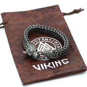 Men’s Wolf Head Bracelet – Vintage Black Stainless Steel Cuban Chain Wristband
