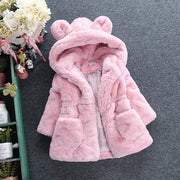 Girls Faux Fur Winter Coat – Warm Fluffy Jacket for Toddlers & Kids