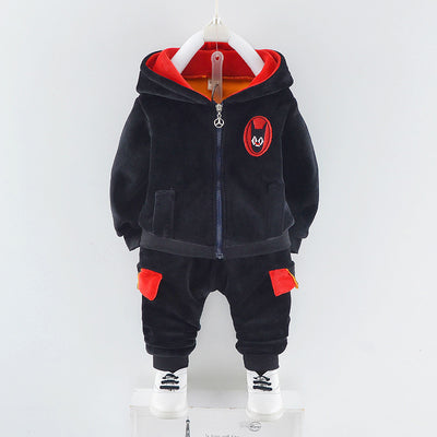 Kids Winter 3-Piece Outfit – Thickened Fleece-Lined Set with Hoodie, Shirt & Pants