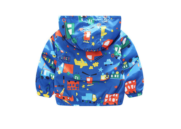 Baby Boy Windbreaker Jacket – Airplane Print Lightweight Coat