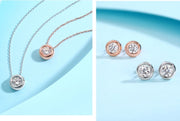 Sterling Silver Moissanite Jewelry Set – Round-Cut S925 Necklace & Earrings