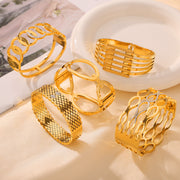 Gold-Plated Geometric Bracelet – Titanium Steel Diamond-Inspired Fashion Jewelry