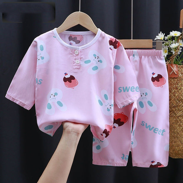 Baby Summer Outfit – Cotton Silk Air-Conditioning Shirt for Boys & Girls
