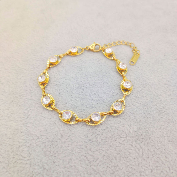 Candy Color Crystal Bracelet – Stainless Steel Fashion Jewelry for Women