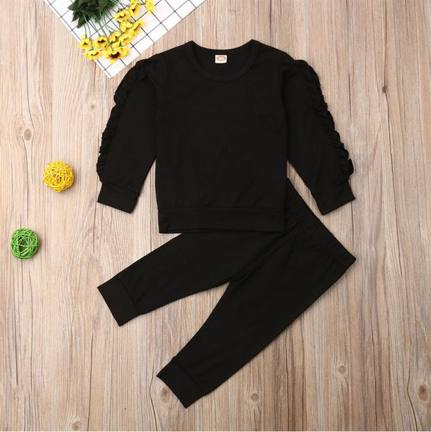 Baby Fall Outfit Set – Ruffle Long Sleeve Top & Pants for Newborn Girls or Boys