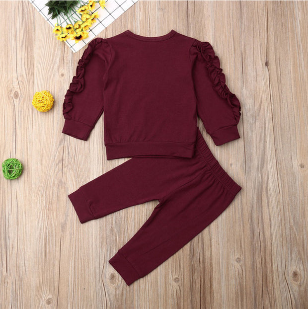 Baby Fall Outfit Set – Ruffle Long Sleeve Top & Pants for Newborn Girls or Boys
