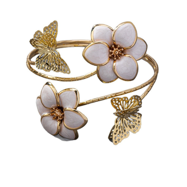 Butterfly & Flower Bangle – Trendy Women’s Cold Wind Style Bracelet