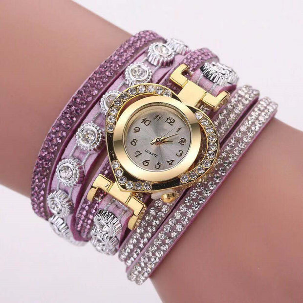 Heart-Shaped Diamond Dial Bracelet – Multi-Color Fashion Watch for Women