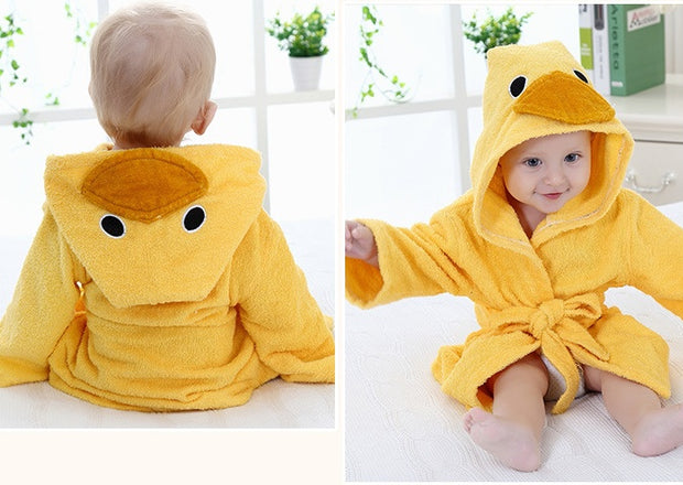 Hooded Baby Bathrobe – Cotton Animal Towel Wrap for Infants & Toddlers
