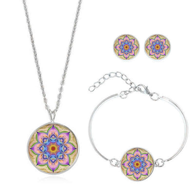 Mandala Flower Gemstone Necklace