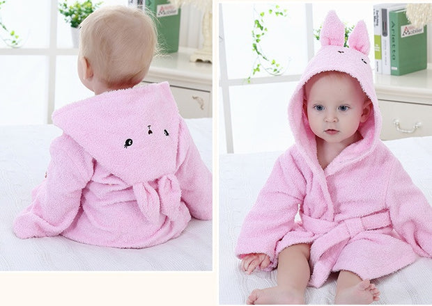 Hooded Baby Bathrobe – Cotton Animal Towel Wrap for Infants & Toddlers