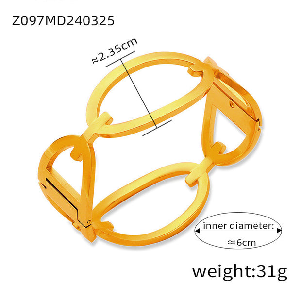 Gold-Plated Geometric Bracelet – Titanium Steel Diamond-Inspired Fashion Jewelry