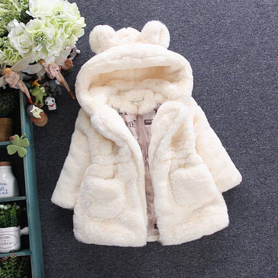 Girls Faux Fur Winter Coat – Warm Fluffy Jacket for Toddlers & Kids