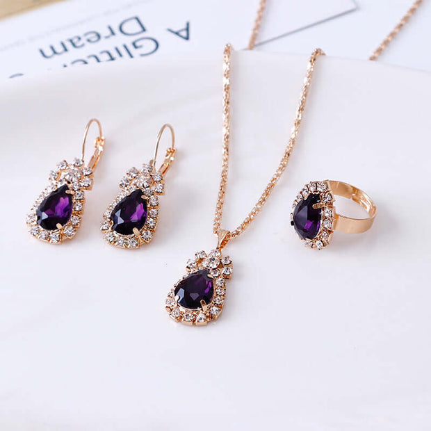 Water Drop Rhinestone Jewelry Set for Women