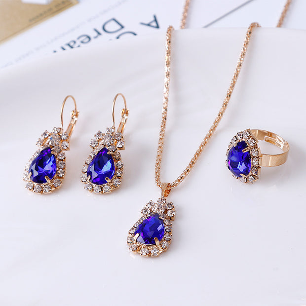 Water Drop Rhinestone Jewelry Set for Women
