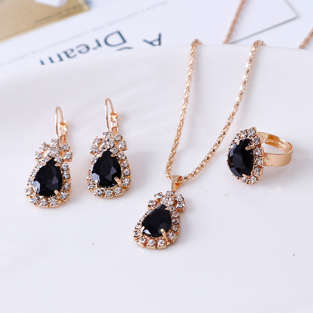 Water Drop Rhinestone Jewelry Set for Women