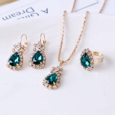 Water Drop Rhinestone Jewelry Set for Women