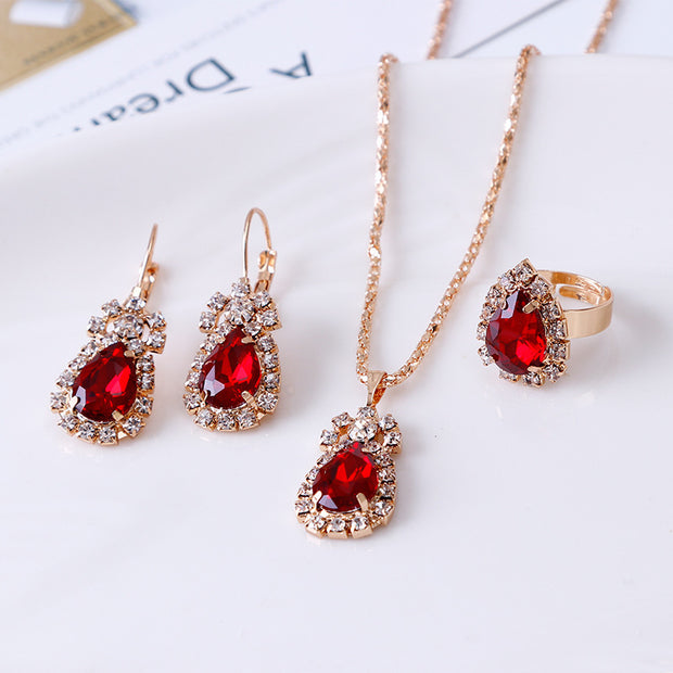 Water Drop Rhinestone Jewelry Set for Women