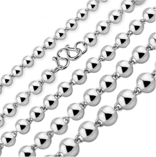 Silver Beaded Necklace – Minimalist Round Bead Chain for Women & Men