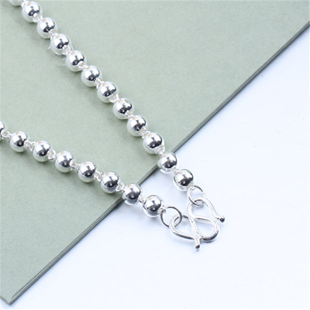 Silver Beaded Necklace – Minimalist Round Bead Chain for Women & Men