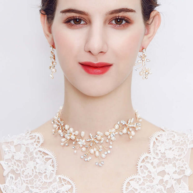 Pearl Necklace & Earrings Set