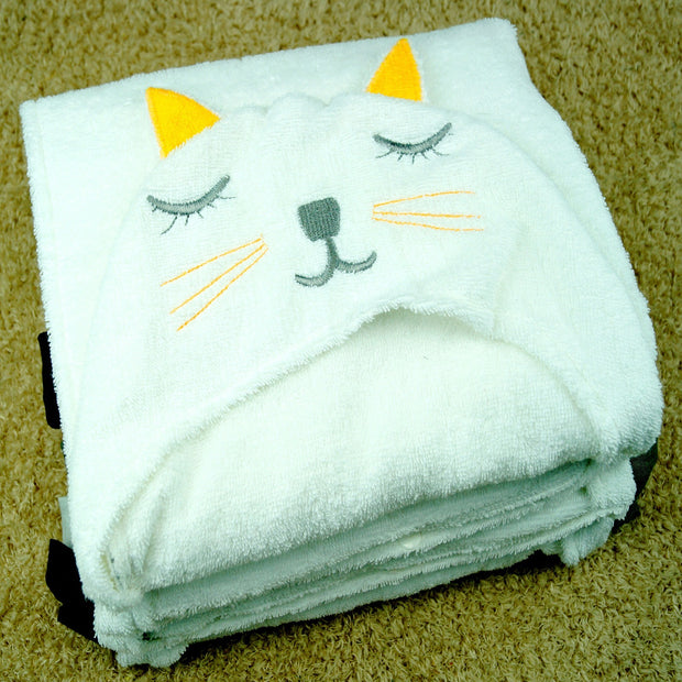Baby Animal Bath Towel & Plush Toy – Lion & Cat Doll Set for Kids' Room or Bedtime