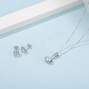S925 Moissanite Jewelry Set – Sterling Silver Stud Earrings & Pendant Necklace