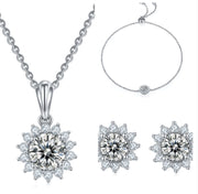925 Sterling Silver Jewelry Set – Necklace, Earrings & Bracelet Trio