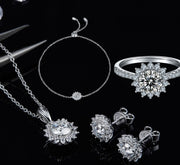 925 Sterling Silver Jewelry Set – Necklace, Earrings & Bracelet Trio